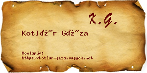 Kotlár Géza névjegykártya